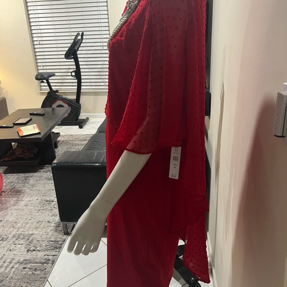 glamour nights red cape dress/size 14/nwt - Picture 11 of 15